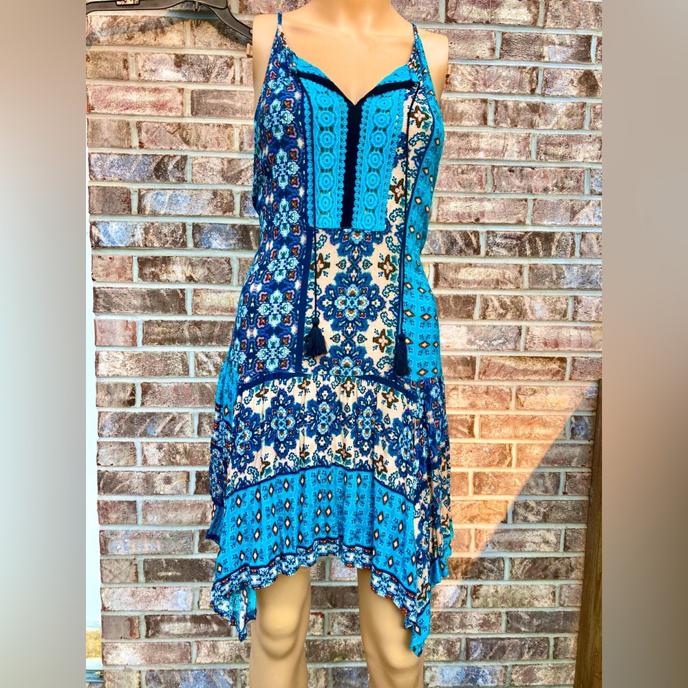 Teal/Turquoise Boho Summer Mini Dress